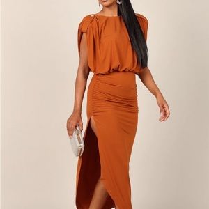 ROMA OPEN BACK DRAPE MIDI DRESS